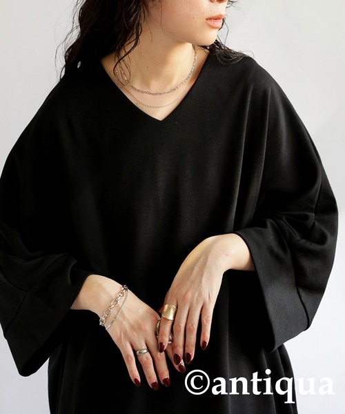 antiqua(アンティカ)の「綿混生地7分丈カットソー(Tシャツ/カットソー・レディース・ブラック/オフホワイト・FREE)」の19枚目の写真