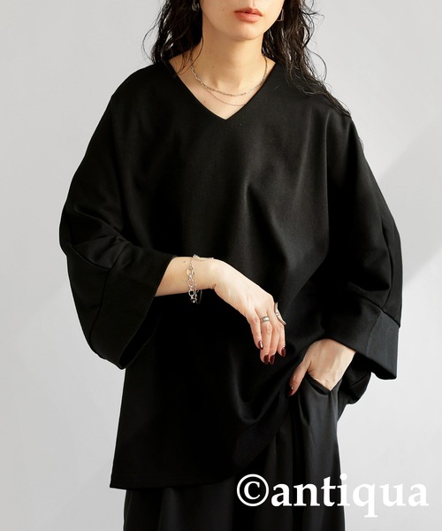 antiqua(アンティカ)の「綿混生地7分丈カットソー(Tシャツ/カットソー・レディース・ブラック/オフホワイト・FREE)」の17枚目の写真