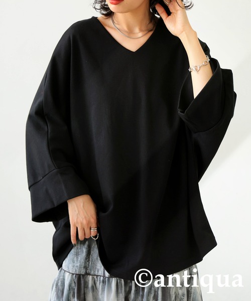 antiqua(アンティカ)の「綿混生地7分丈カットソー(Tシャツ/カットソー・レディース・ブラック/オフホワイト・FREE)」の21枚目の写真