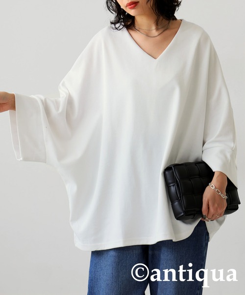 antiqua(アンティカ)の「綿混生地7分丈カットソー(Tシャツ/カットソー・レディース・ブラック/オフホワイト・FREE)」の13枚目の写真