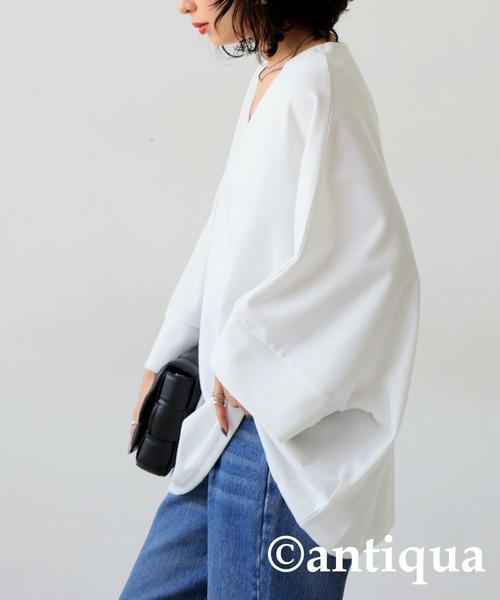 antiqua(アンティカ)の「綿混生地7分丈カットソー(Tシャツ/カットソー・レディース・ブラック/オフホワイト・FREE)」の15枚目の写真