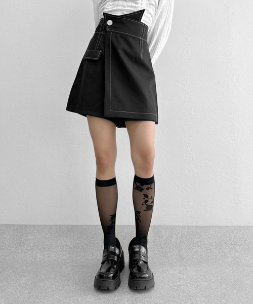 LVEU.(ラブユ.)の「High waist stitched design culottes / ハイウエストステッチデザインキュロット(その他パンツ・レディース・ブラック・FREE)」の1枚目の写真