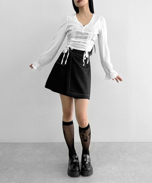 LVEU.(ラブユ.)の「High waist stitched design culottes / ハイウエストステッチデザインキュロット(その他パンツ・レディース・ブラック・FREE)」の4枚目の写真