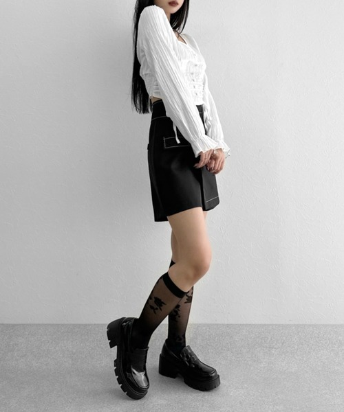 High waist stitched design culottes / ハイウエストステッチ