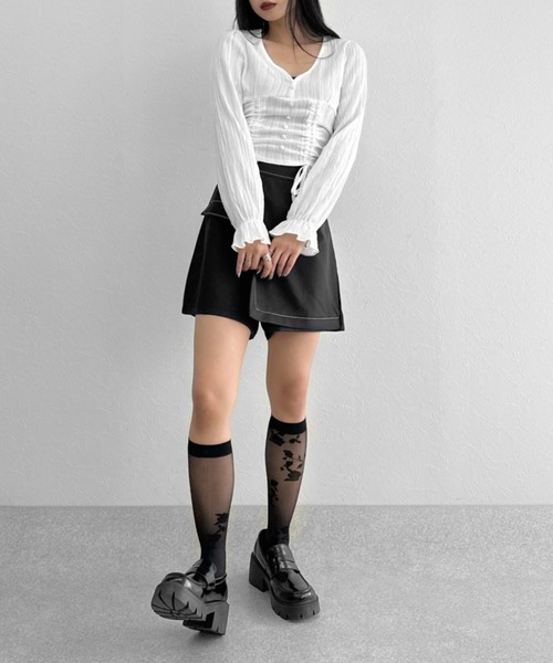 LVEU.(ラブユ.)の「High waist stitched design culottes / ハイウエストステッチデザインキュロット(その他パンツ・レディース・ブラック・FREE)」の6枚目の写真