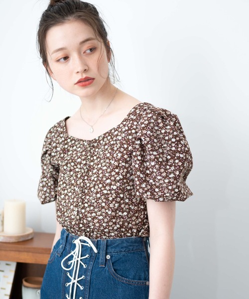 WEGO（ウィゴー）の「WEGO/バルーンスリーブフラワーブラウス（シャツ/ブラウス・レディース・ブラウン/ブラック・FREE）」の8枚目の写真