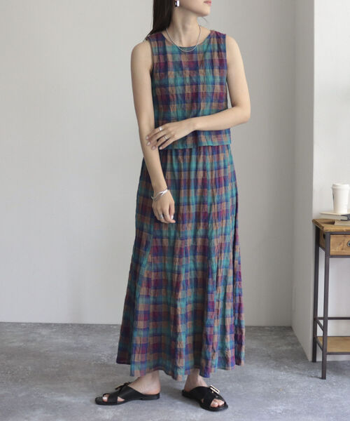 fredy emue（フレディエミュ）の「チェックフレアースカート（スカート・レディース・ブルー系その他/パープル系その他・38/36）」の3枚目の写真