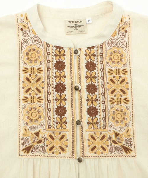 チチカカ（チチカカ）の「チバイ刺繍ブラウス（シャツ/ブラウス・レディース・ブラック/ブルーグリーン/オフホワイト・FREE）」の5枚目の写真