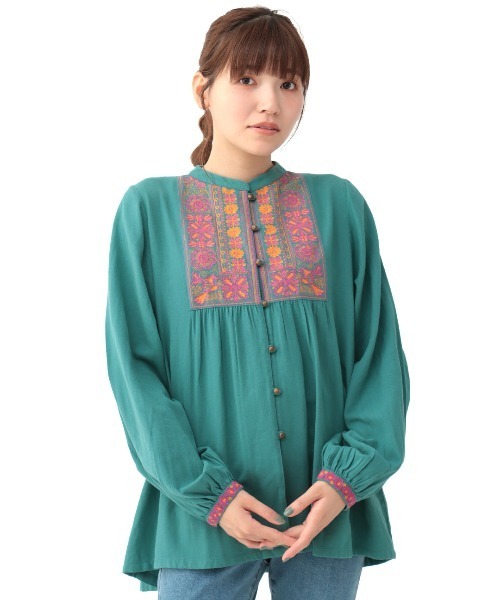 チチカカ（チチカカ）の「チバイ刺繍ブラウス（シャツ/ブラウス・レディース・ブラック/ブルーグリーン/オフホワイト・FREE）」の11枚目の写真