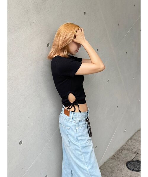 EVRIS（エヴリス）の「サイドドロストリブトップス（Tシャツ/カットソー・レディース・ホワイト/オレンジ/ブラック・FREE）」の15枚目の写真