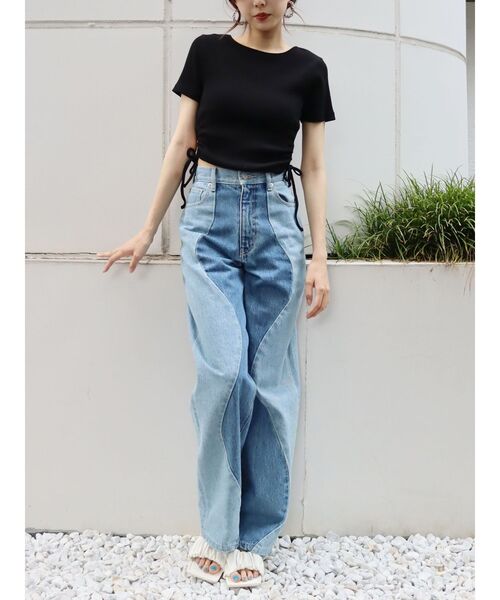 EVRIS（エヴリス）の「サイドドロストリブトップス（Tシャツ/カットソー・レディース・ホワイト/オレンジ/ブラック・FREE）」の19枚目の写真