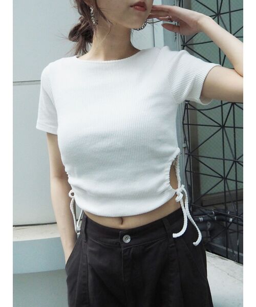 EVRIS（エヴリス）の「サイドドロストリブトップス（Tシャツ/カットソー・レディース・ホワイト/オレンジ/ブラック・FREE）」の20枚目の写真