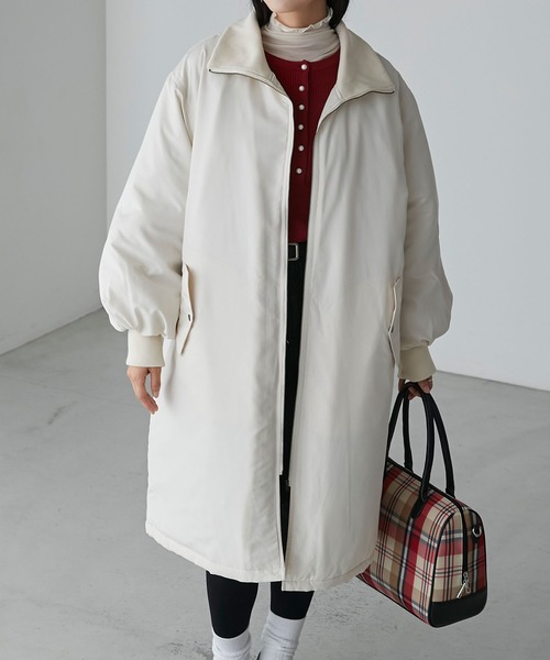 BONLECILL（ボンルシール）の「2wayリブネック バックヨークコート（その他アウター・レディース・ベージュ/カーキ/ブラック/アイボリー・FREE）」の5枚目の写真