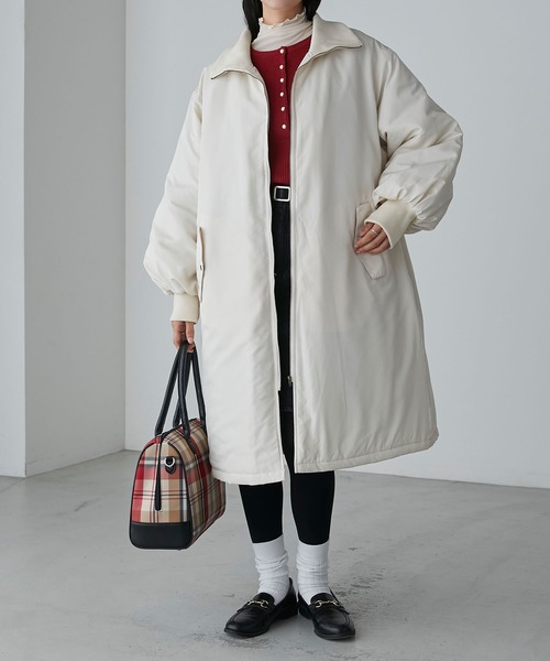 BONLECILL（ボンルシール）の「2wayリブネック バックヨークコート（その他アウター・レディース・ベージュ/カーキ/ブラック/アイボリー・FREE）」の9枚目の写真