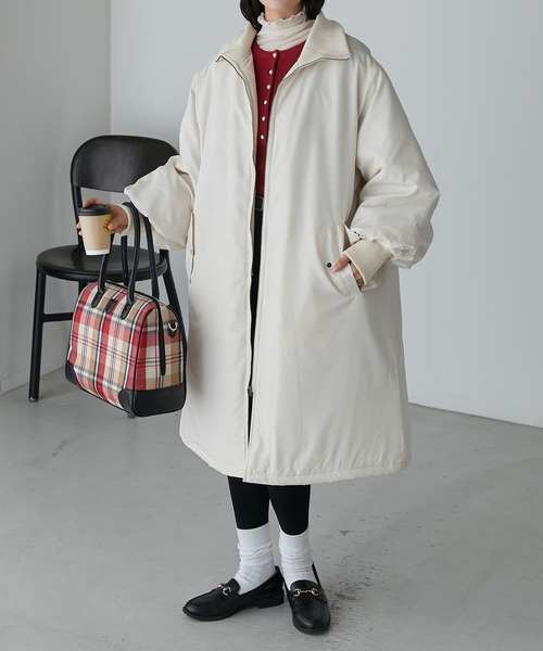 BONLECILL（ボンルシール）の「2wayリブネック バックヨークコート（その他アウター・レディース・ベージュ/カーキ/ブラック/アイボリー・FREE）」の12枚目の写真