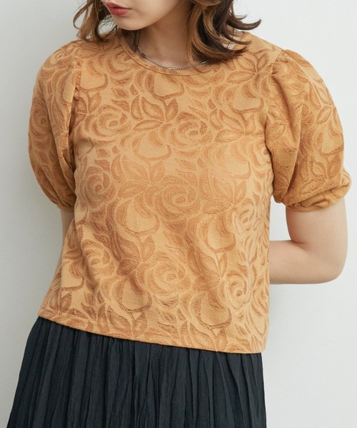 RETRO GIRL（レトロガール）の「ジャガードパフTee（Tシャツ/カットソー・レディース・ホワイト/オレンジ/グリーン・FREE）」の22枚目の写真