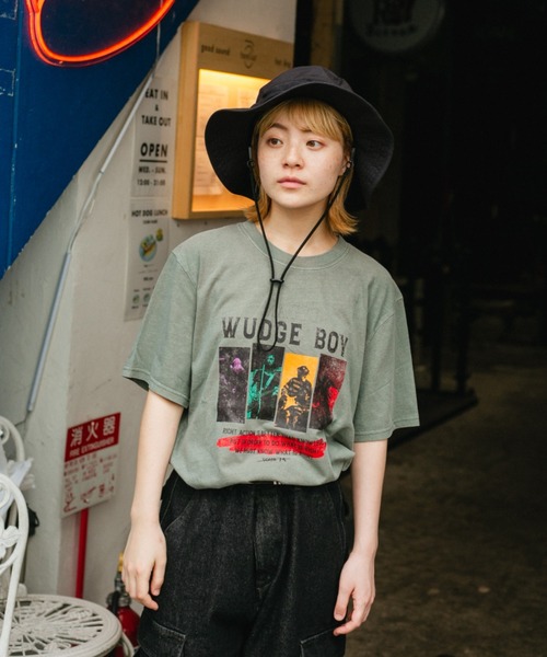 WudgeBoy(ワッジボーイ)の「WudgeBoy pigment band tour Tee(Tシャツ/カットソー・レディース・グレー/アイボリー・MEDIUM/LARGE)」の5枚目の写真