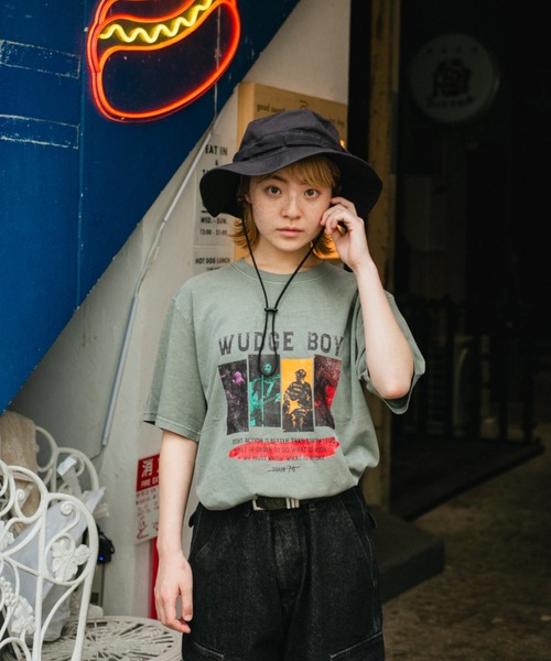 WudgeBoy(ワッジボーイ)の「WudgeBoy pigment band tour Tee(Tシャツ/カットソー・レディース・グレー/アイボリー・MEDIUM/LARGE)」の6枚目の写真