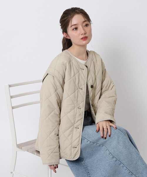 DRESKIP（ドレスキップ）の「◆長く着られるベストにもなる キルトブルゾン【SHOO WARM/吸湿発熱/撥水/２WAY】（ブルゾン・レディース・アイボリー/ブラック/カーキ/ベージュ・02/03/04）」の3枚目の写真