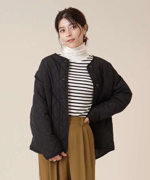 DRESKIP（ドレスキップ）の「◆長く着られるベストにもなる キルトブルゾン【SHOO WARM/吸湿発熱/撥水/２WAY】（ブルゾン・レディース・アイボリー/ブラック/カーキ/ベージュ・02/03/04）」の5枚目の写真