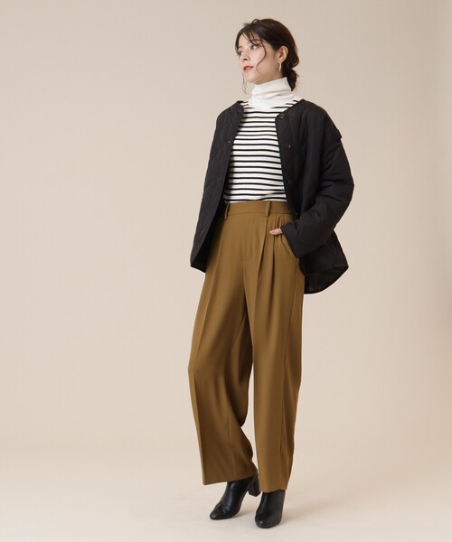 DRESKIP（ドレスキップ）の「◆長く着られるベストにもなる キルトブルゾン【SHOO WARM/吸湿発熱/撥水/２WAY】（ブルゾン・レディース・アイボリー/ブラック/カーキ/ベージュ・02/03/04）」の8枚目の写真