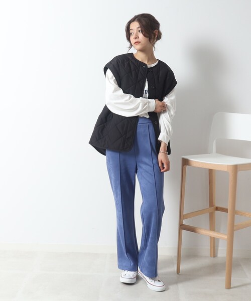 DRESKIP（ドレスキップ）の「◆長く着られるベストにもなる キルトブルゾン【SHOO WARM/吸湿発熱/撥水/２WAY】（ブルゾン・レディース・アイボリー/ブラック/カーキ/ベージュ・02/03/04）」の9枚目の写真