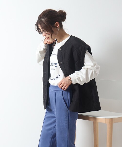 DRESKIP（ドレスキップ）の「◆長く着られるベストにもなる キルトブルゾン【SHOO WARM/吸湿発熱/撥水/２WAY】（ブルゾン・レディース・アイボリー/ブラック/カーキ/ベージュ・02/03/04）」の10枚目の写真