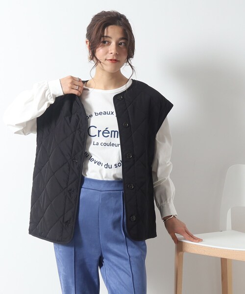 DRESKIP（ドレスキップ）の「◆長く着られるベストにもなる キルトブルゾン【SHOO WARM/吸湿発熱/撥水/２WAY】（ブルゾン・レディース・アイボリー/ブラック/カーキ/ベージュ・02/03/04）」の11枚目の写真