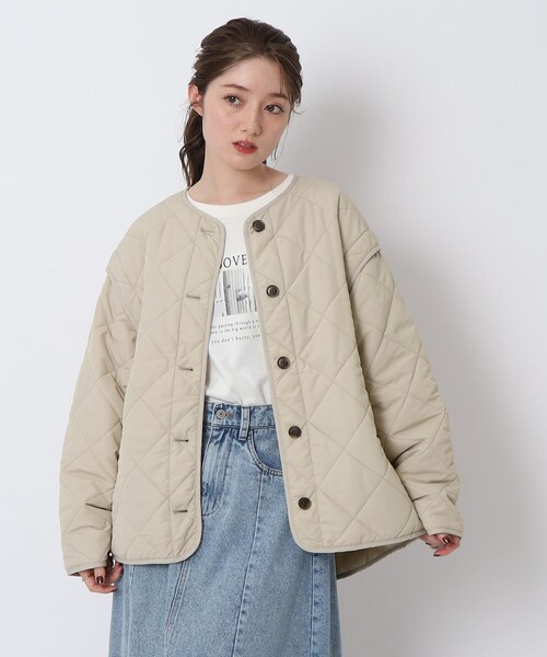 DRESKIP（ドレスキップ）の「◆長く着られるベストにもなる キルトブルゾン【SHOO WARM/吸湿発熱/撥水/２WAY】（ブルゾン・レディース・アイボリー/ブラック/カーキ/ベージュ・02/03/04）」の12枚目の写真