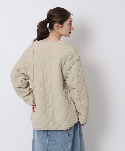 DRESKIP（ドレスキップ）の「◆長く着られるベストにもなる キルトブルゾン【SHOO WARM/吸湿発熱/撥水/２WAY】（ブルゾン・レディース・アイボリー/ブラック/カーキ/ベージュ・02/03/04）」の14枚目の写真
