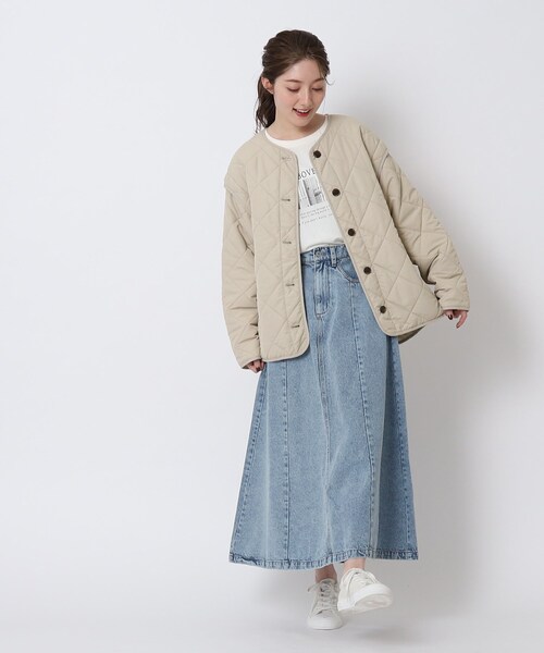 DRESKIP（ドレスキップ）の「◆長く着られるベストにもなる キルトブルゾン【SHOO WARM/吸湿発熱/撥水/２WAY】（ブルゾン・レディース・アイボリー/ブラック/カーキ/ベージュ・02/03/04）」の15枚目の写真