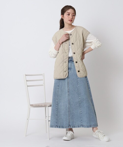 DRESKIP（ドレスキップ）の「◆長く着られるベストにもなる キルトブルゾン【SHOO WARM/吸湿発熱/撥水/２WAY】（ブルゾン・レディース・アイボリー/ブラック/カーキ/ベージュ・02/03/04）」の18枚目の写真