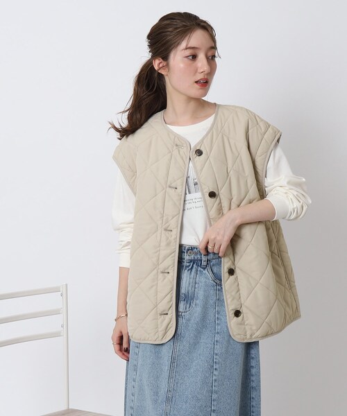 DRESKIP（ドレスキップ）の「◆長く着られるベストにもなる キルトブルゾン【SHOO WARM/吸湿発熱/撥水/２WAY】（ブルゾン・レディース・アイボリー/ブラック/カーキ/ベージュ・02/03/04）」の19枚目の写真