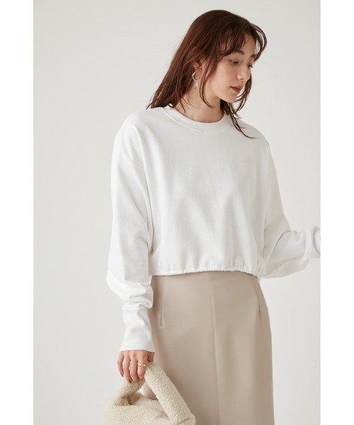 emmi（エミ）の「【emmi atelier】ラメ裏毛クロップドプルオーバー（Tシャツ/カットソー・レディース・ライトベージュ/オフホワイト・FREE）」の3枚目の写真