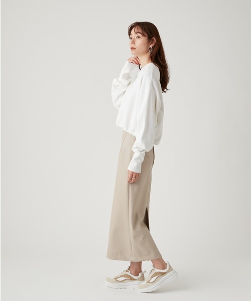 emmi（エミ）の「【emmi atelier】ラメ裏毛クロップドプルオーバー（Tシャツ/カットソー・レディース・ライトベージュ/オフホワイト・FREE）」の15枚目の写真