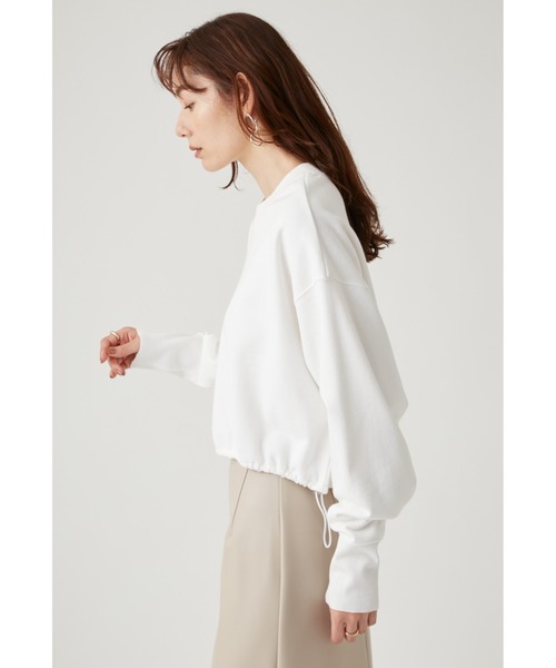 emmi（エミ）の「【emmi atelier】ラメ裏毛クロップドプルオーバー（Tシャツ/カットソー・レディース・ライトベージュ/オフホワイト・FREE）」の7枚目の写真