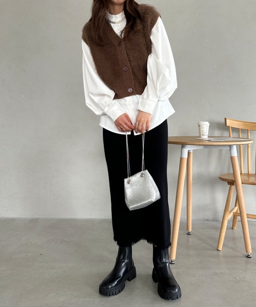 CLEA（クレア）の「ボリューム袖バンドカラーブラウス（シャツ/ブラウス・レディース・ダークブルー/ベージュ/ホワイト/ブラック・FREE）」の21枚目の写真