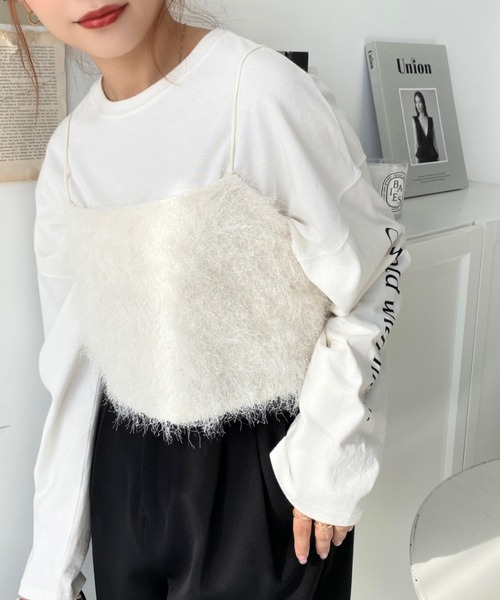 moment+（モーメントプラス）の「フェザーファーキャミソール