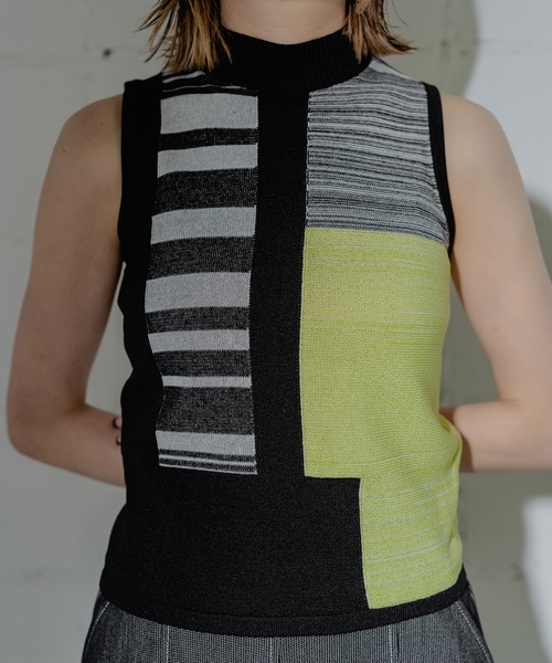 【セール】COLOR BLOCK KNT TOPS（ニット/セーター）｜ANOGH（アノフ）