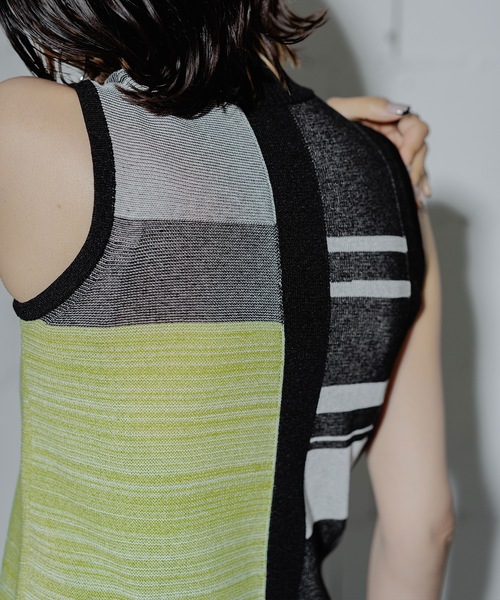 【セール】COLOR BLOCK KNT TOPS（ニット/セーター）｜ANOGH（アノフ）