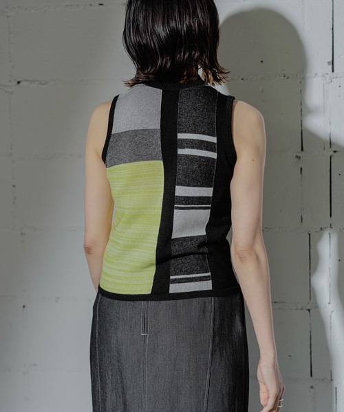 【セール】COLOR BLOCK KNT TOPS（ニット/セーター）｜ANOGH（アノフ）