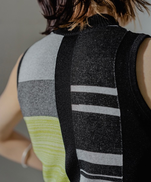 【セール】COLOR BLOCK KNT TOPS（ニット/セーター）｜ANOGH（アノフ）