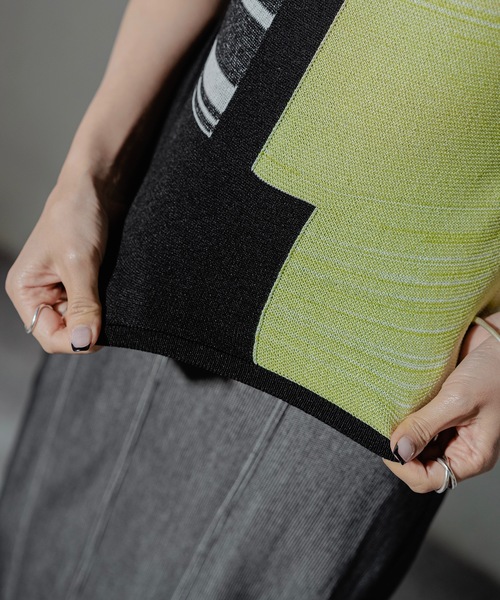 【セール】COLOR BLOCK KNT TOPS（ニット/セーター）｜ANOGH（アノフ）