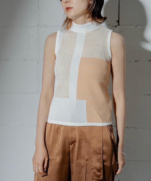 【セール】COLOR BLOCK KNT TOPS（ニット/セーター）｜ANOGH（アノフ）