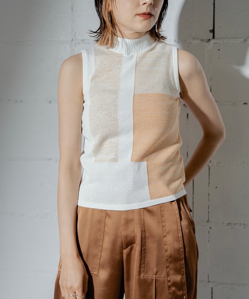 【セール】COLOR BLOCK KNT TOPS（ニット/セーター）｜ANOGH（アノフ）