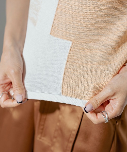 【セール】COLOR BLOCK KNT TOPS（ニット/セーター）｜ANOGH（アノフ）