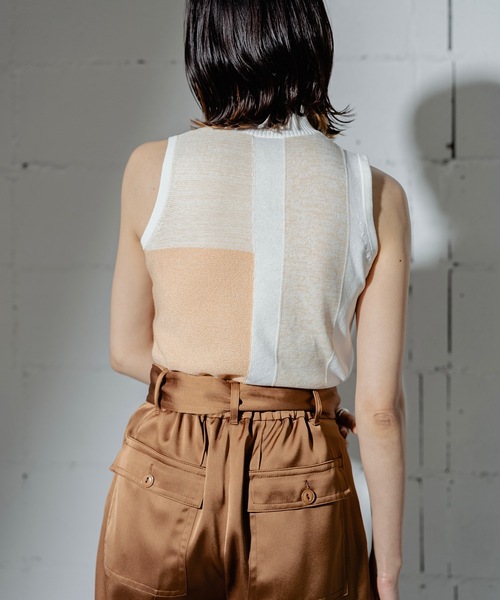 【セール】COLOR BLOCK KNT TOPS（ニット/セーター）｜ANOGH（アノフ）