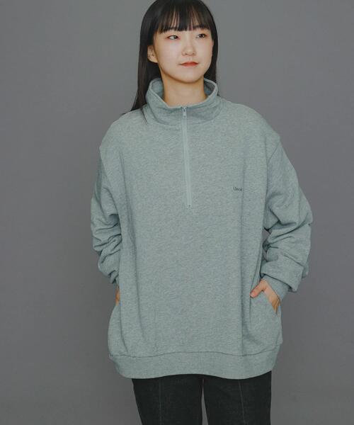 Uiscel(ユイセル)の「『ユニセックス』Uiscel ヘビーウエイトハーフZIPスウェットシャツ(スウェット・レディース・グレー/オートミール・LARGE/MEDIUM)」の4枚目の写真