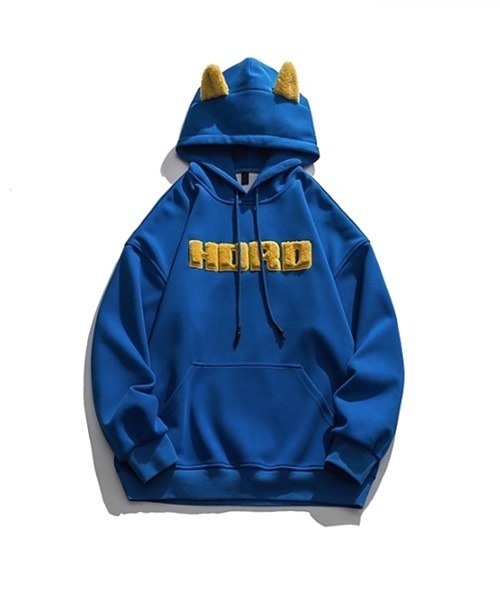 ROOPTOKYO（ループトウキョウ）の「▲EAR DESIGN HOODIE/耳付きデザインパーカー（パーカー・メンズ・ホワイト/ブラック/ブルー・XL/L/M）」の3枚目の写真