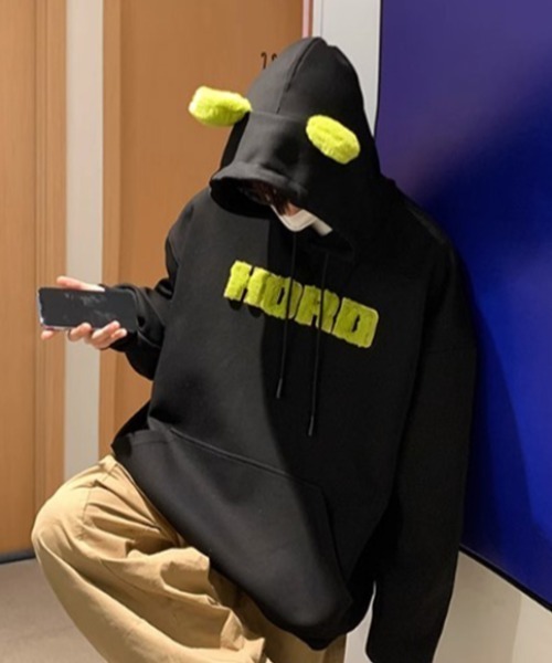 ROOPTOKYO（ループトウキョウ）の「▲EAR DESIGN HOODIE/耳付きデザインパーカー（パーカー・メンズ・ホワイト/ブラック/ブルー・XL/L/M）」の2枚目の写真